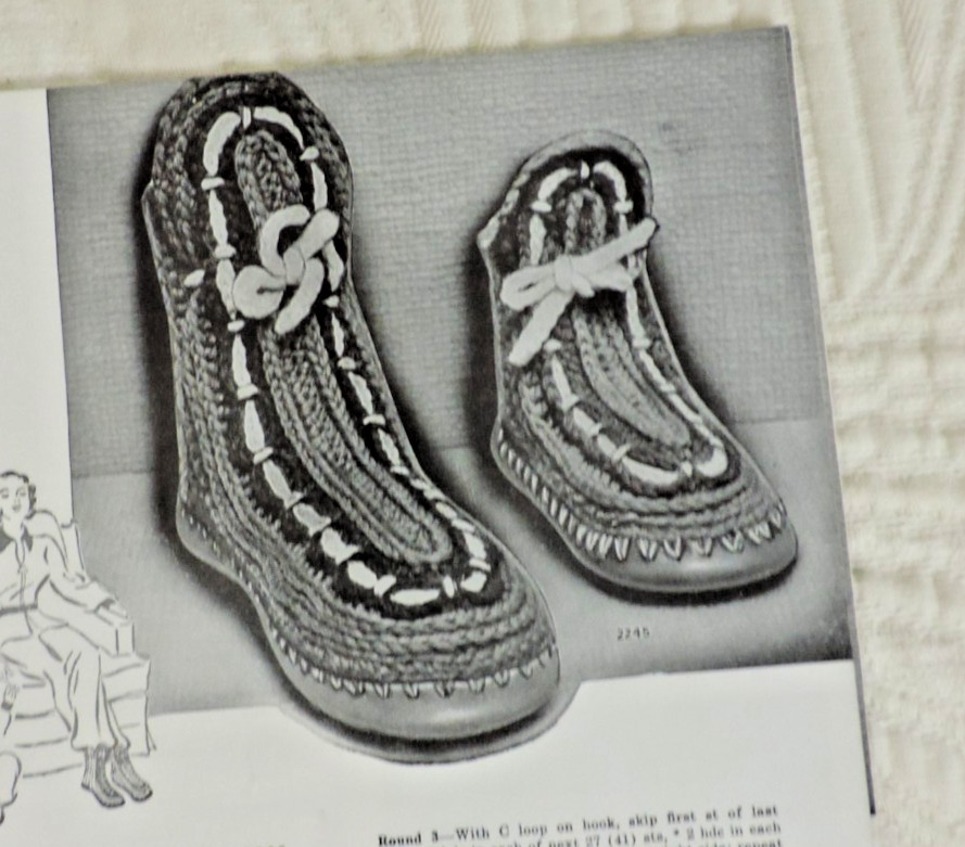 2 Knitting Socks Magazines #20/#340 Women/Men/Child Slippers/Sweater 1950s
