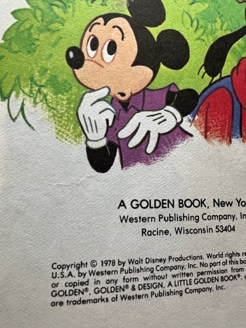 Mickey Mouse and Goofy “The Big Bear Scare” Walt Disney Little Golden Book,1978