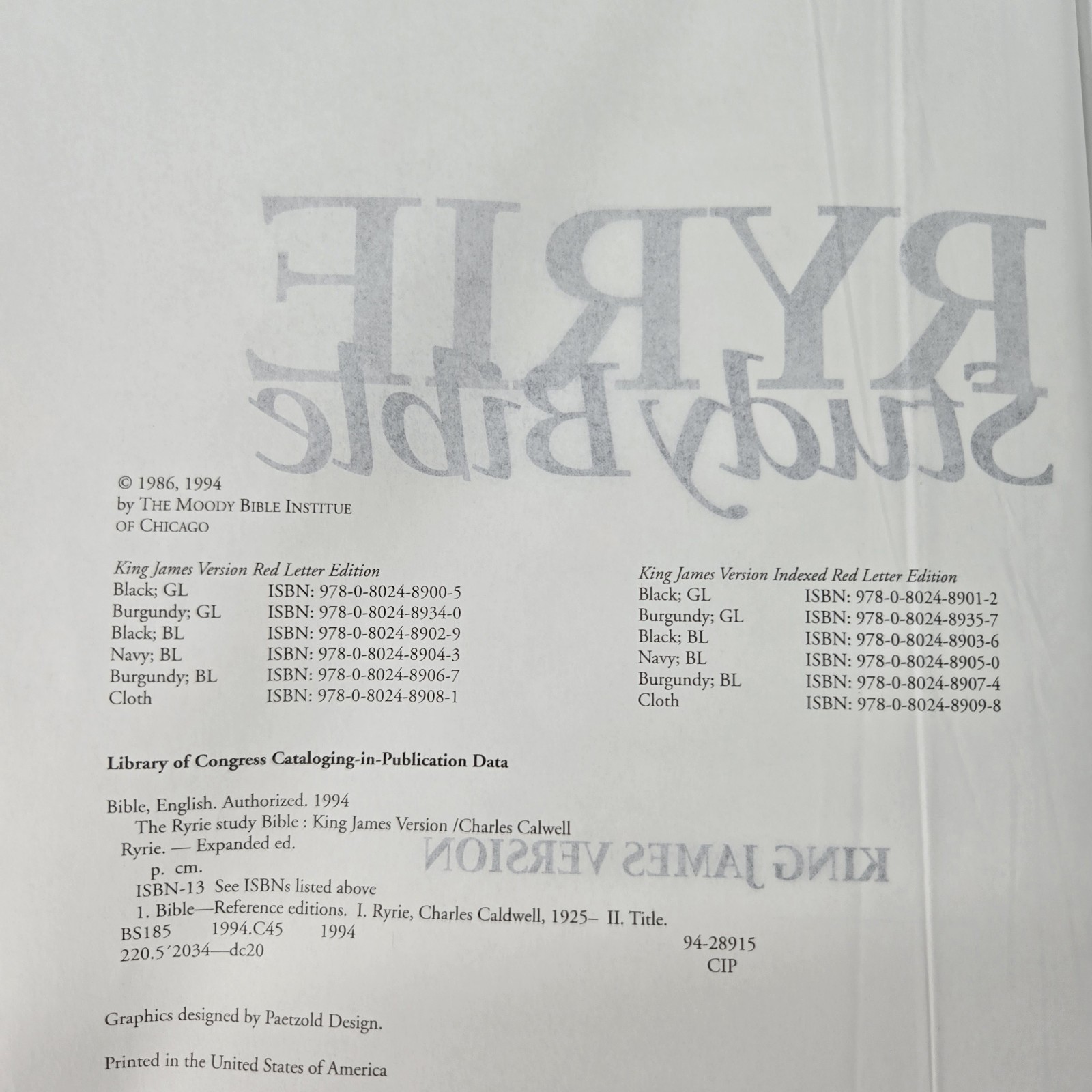 The Ryrie KJV Study Bible Hardcover Red Letter [King James Version]