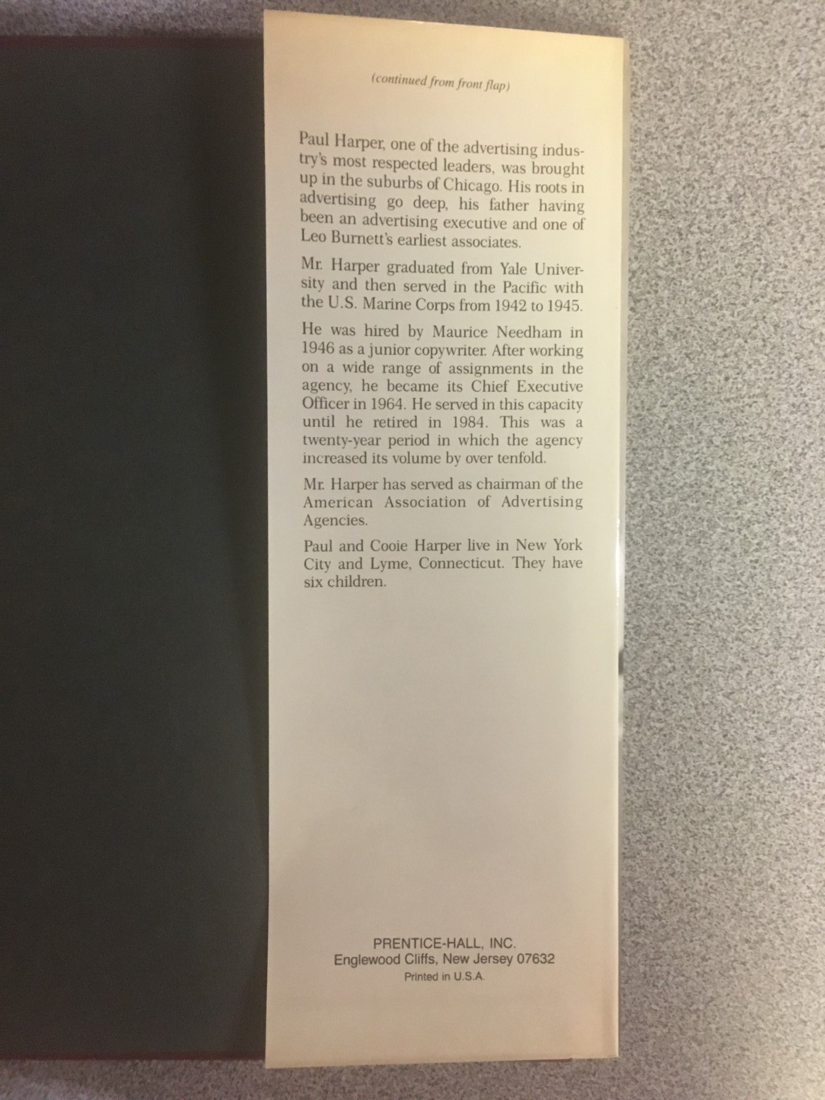 Working the Territory: 60 Years of Advertising … by Paul Harper, 1985, HC w DJ