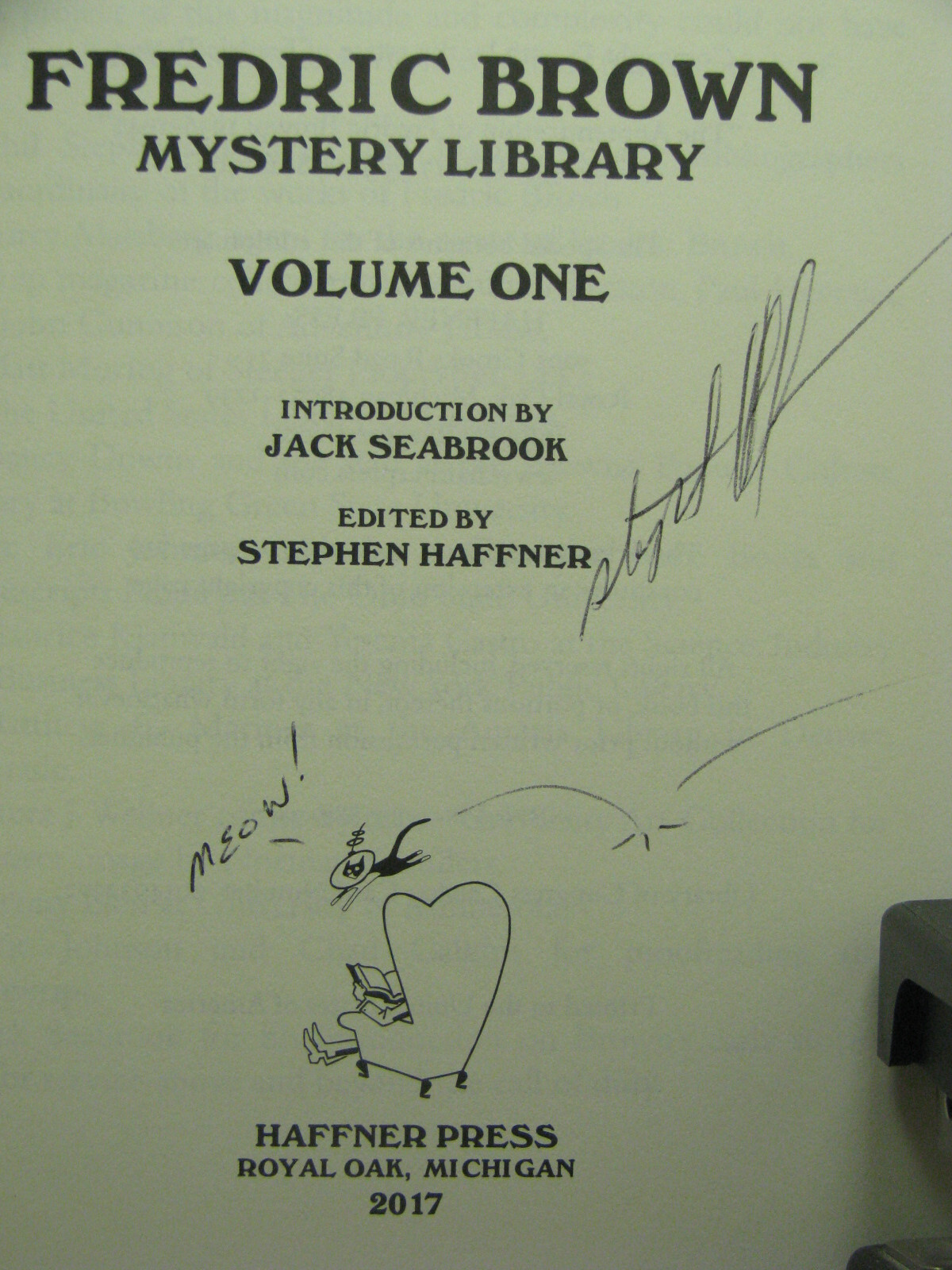 1st,signed SH,Fredric Brown Mystery Library 1: Murder Draws a Crowd,Haffner,2017