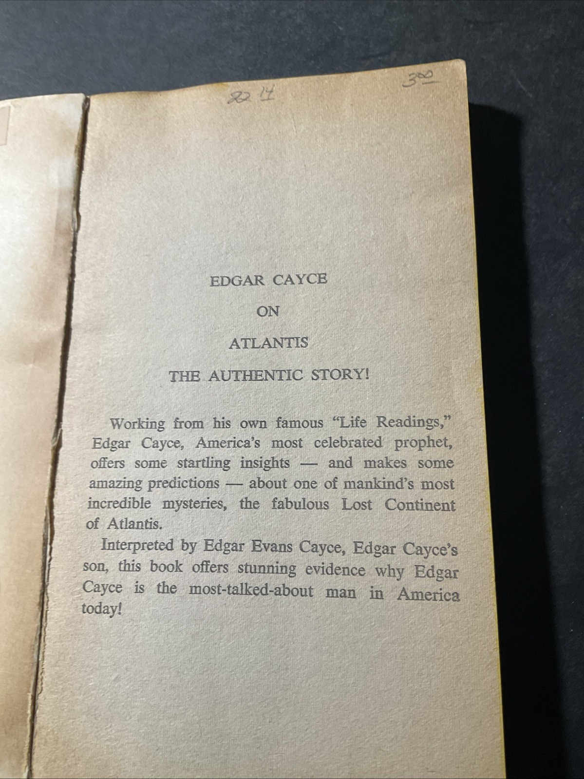 Edgar Cayce on Atlantis Edgar Evans Cayce, B1270