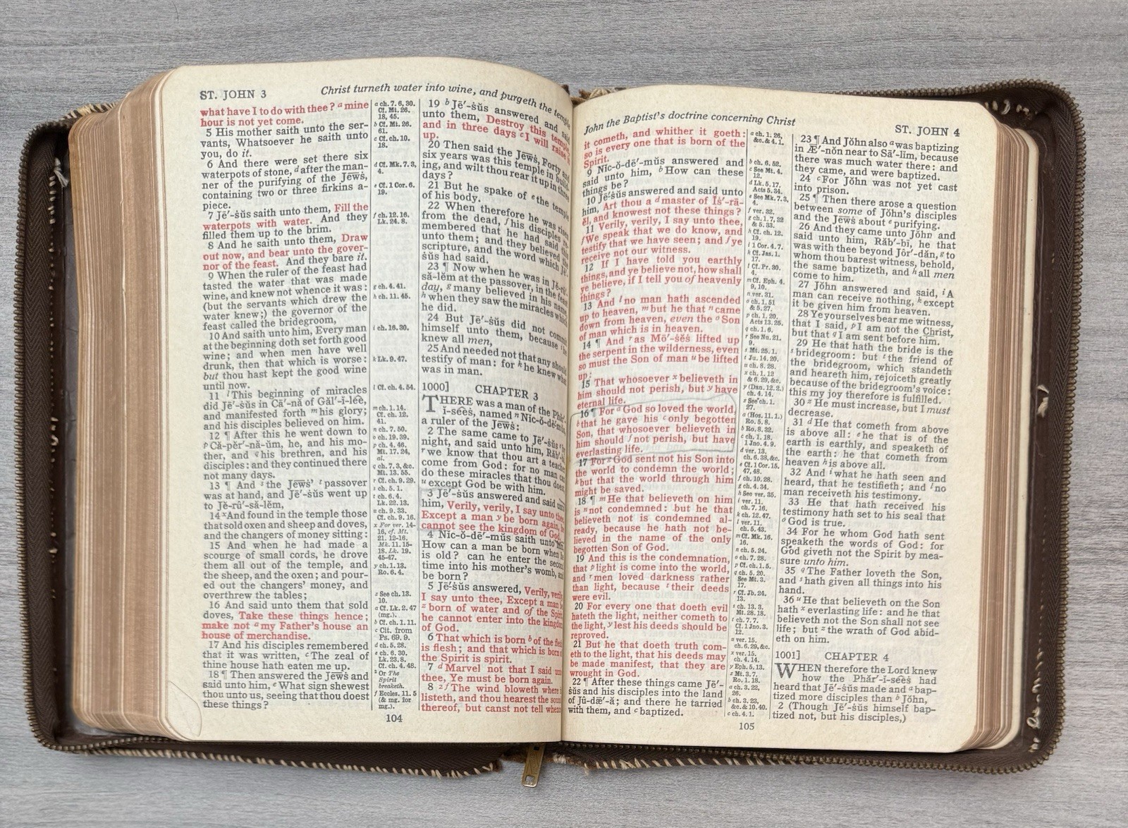 Oxford KJV Bible Brown Basketweave LEATHER Zipper; 1948; Red Letter; Illustrated