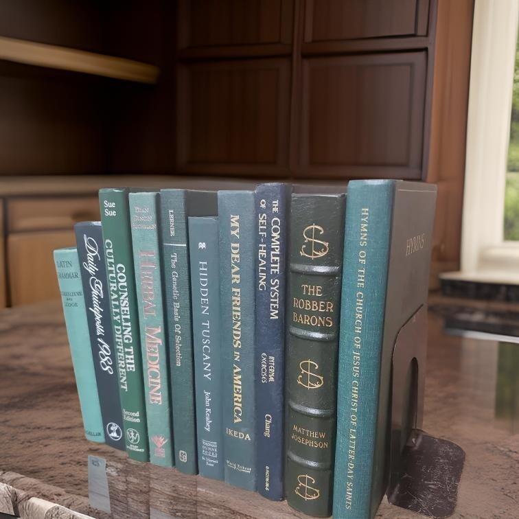 Lot of 10 Hardcover GREEN Shades Books for Decor Library Wedding Home Farmhouse