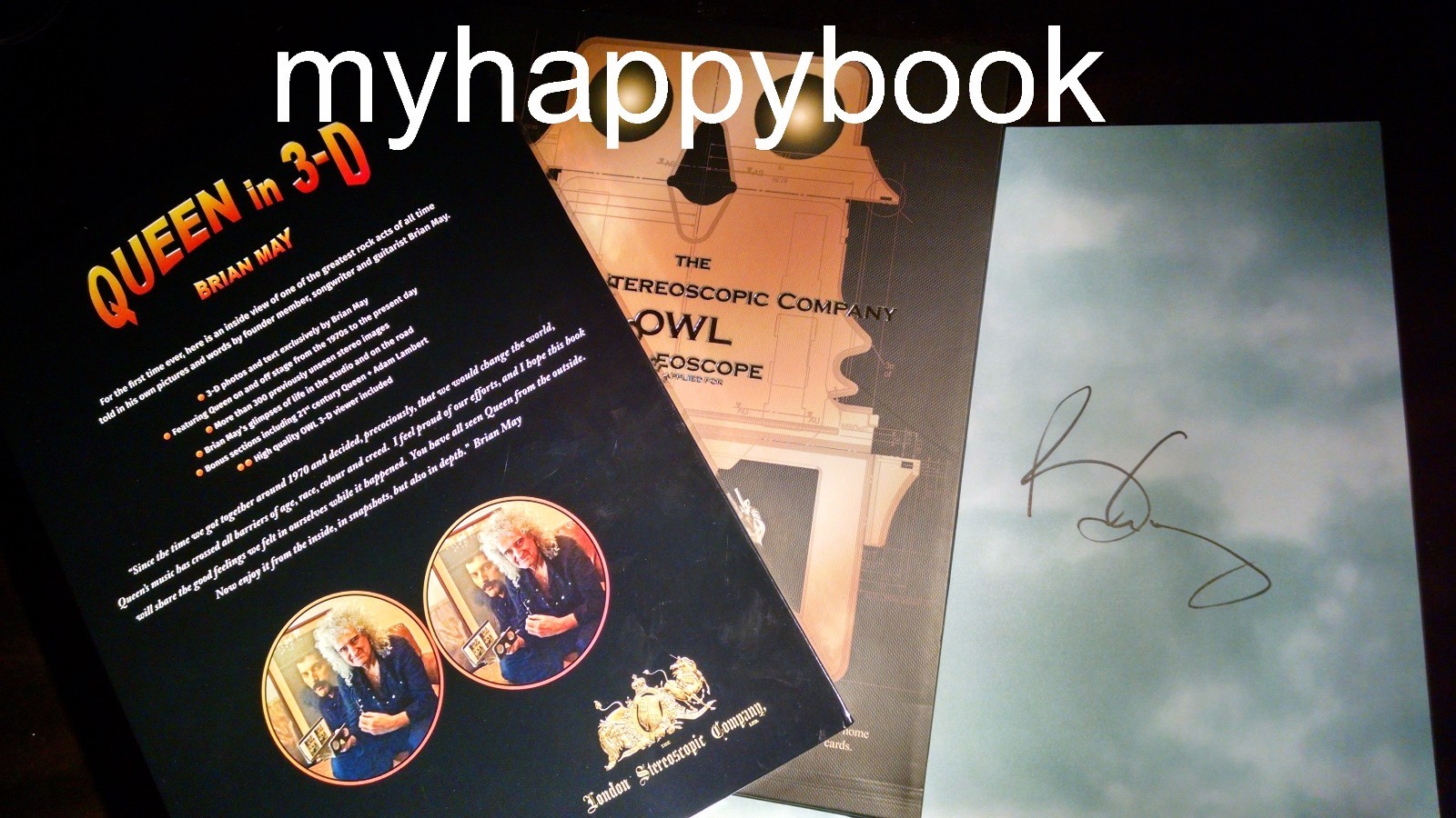 SIGNED Queen in 3D book set autographed by Brian May, with event photos, new