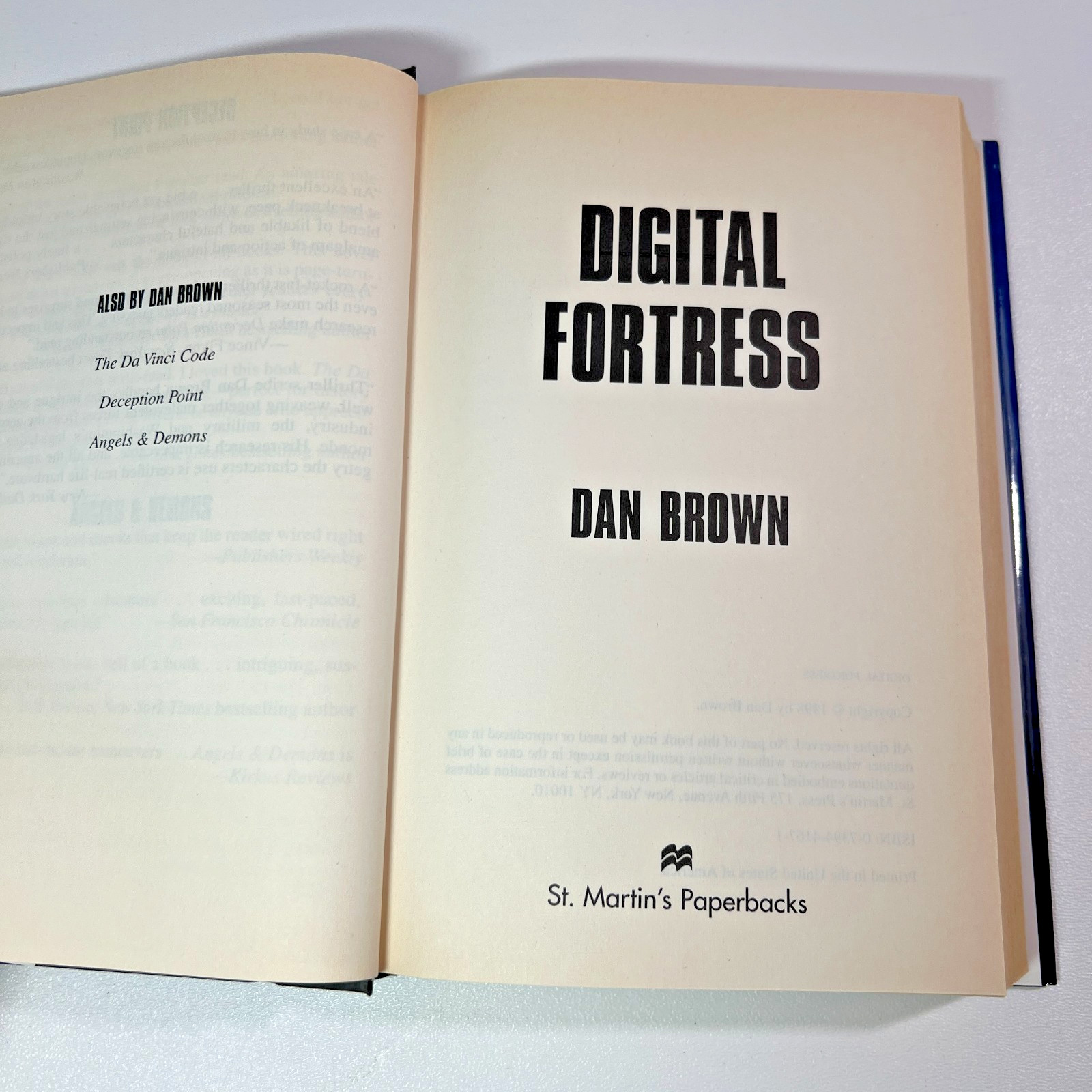 Digital Fortress by Dan Brown Hardcover Book Club Edition BCE NSA Techno Thrille