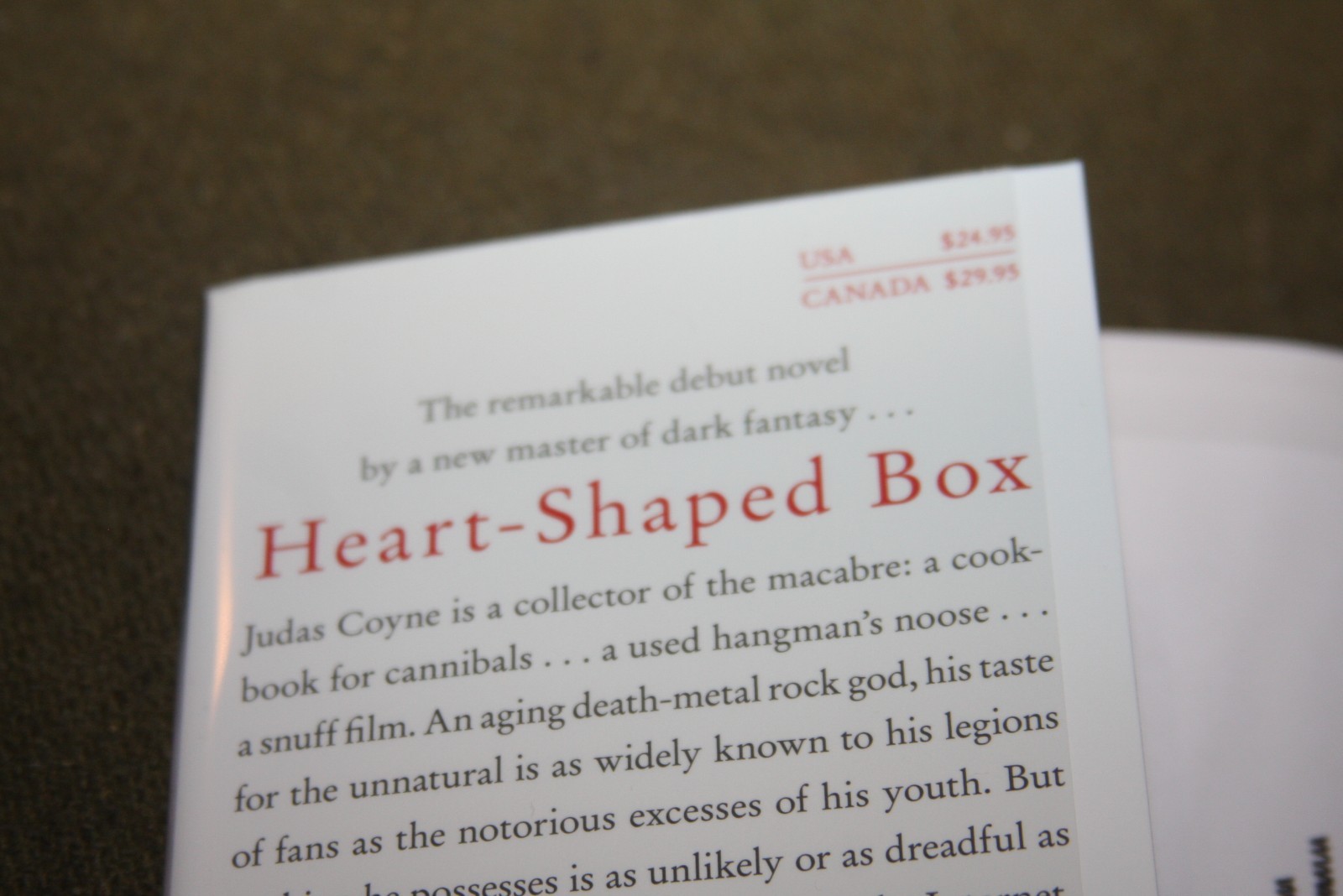 Heart-Shaped Box by Joe Hill 2007 HC 1st Edition/4th Print William Morrow