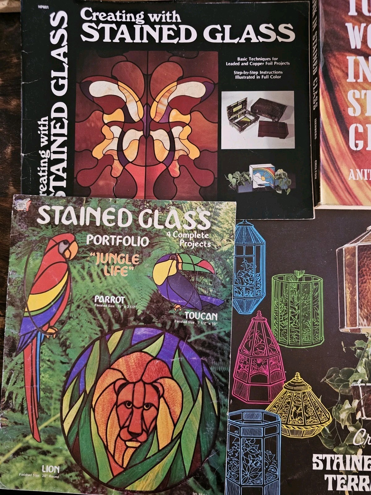 Vintage Stained Glass Book Lot Pattern Instruction Craft Terrarium Books