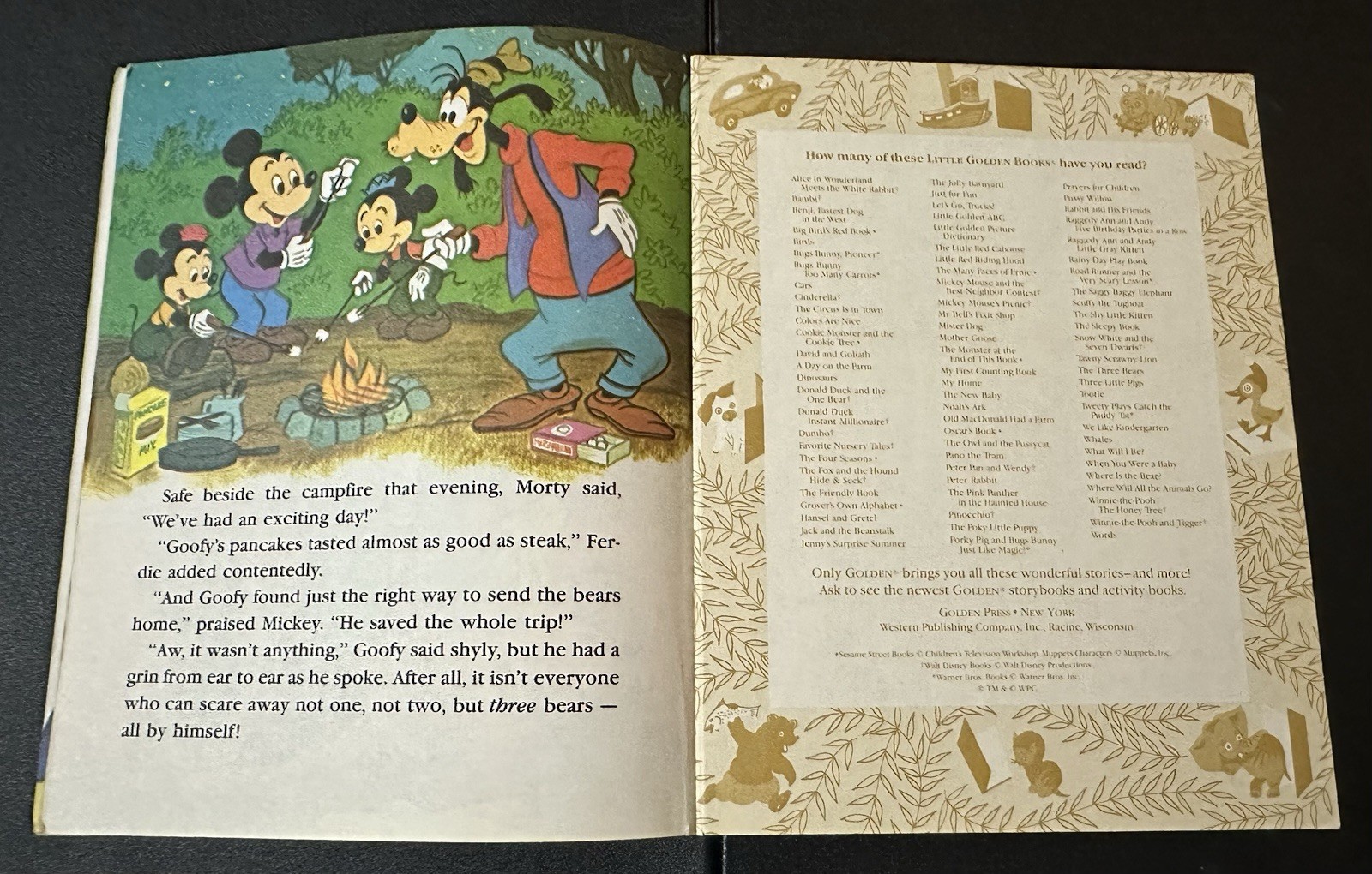 Mickey Mouse and Goofy The Big Bear Scare Little Golden Book Disney 1978 Vintage