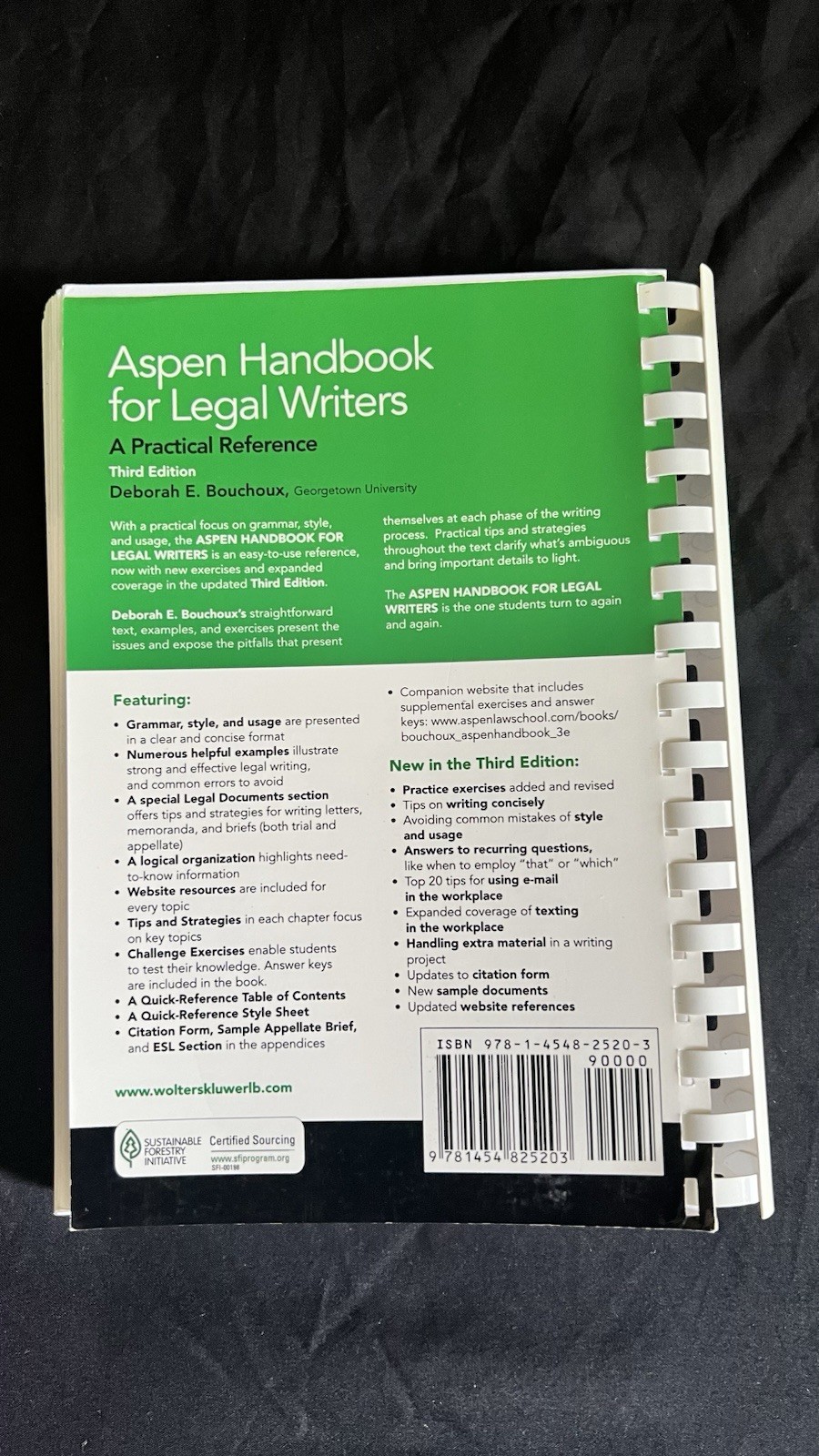 Wolters Kluwer Aspen Handbook for Legal Writers 3rd Ed Spiralbound Bouchoux