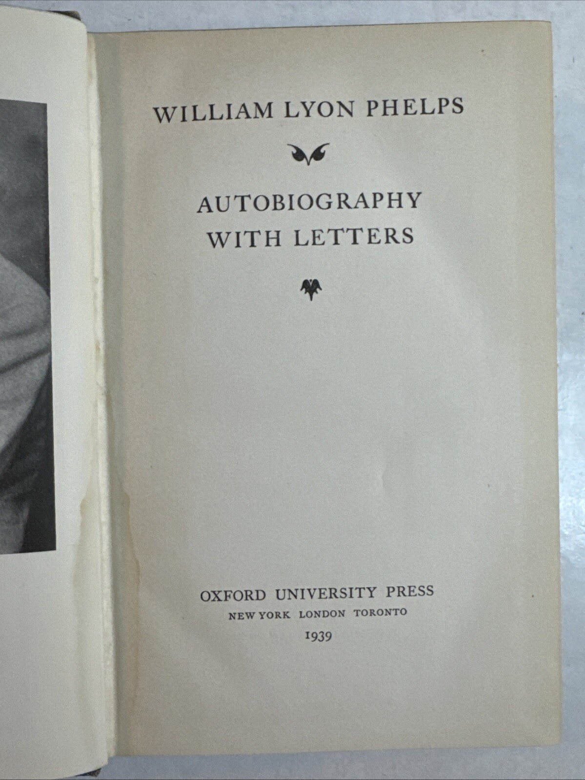 William Lyon Phelps Autobiography w/Letters 1939 HC Author Scholar & Critic B203