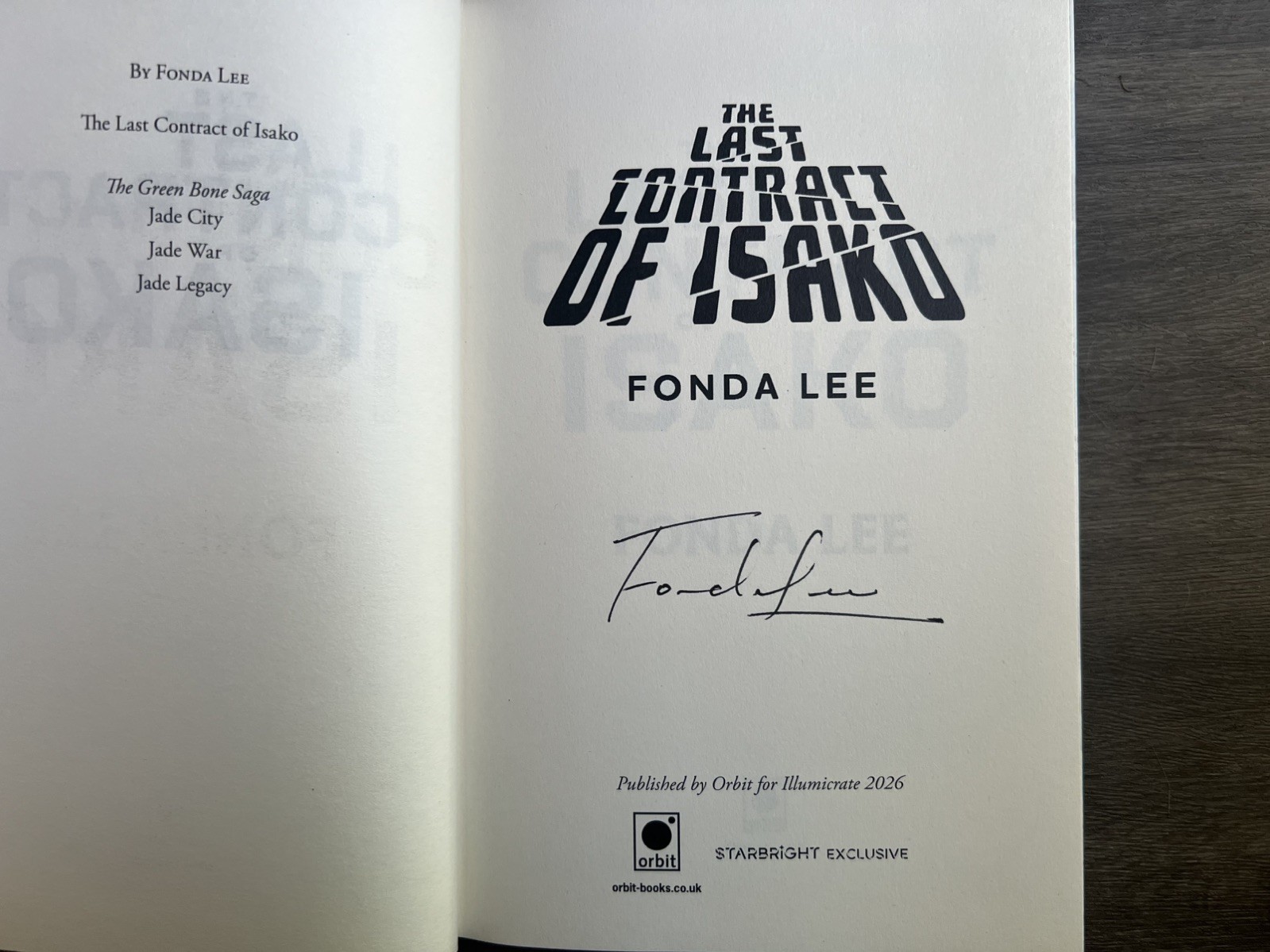The Last Contract of Isako by Fonda Lee Signed Illumicrate Starbright