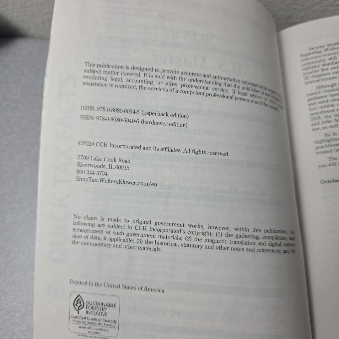 2025 U. S. Master Tax Guide – Wolters Kluwer Paychex – Paperback Very Good