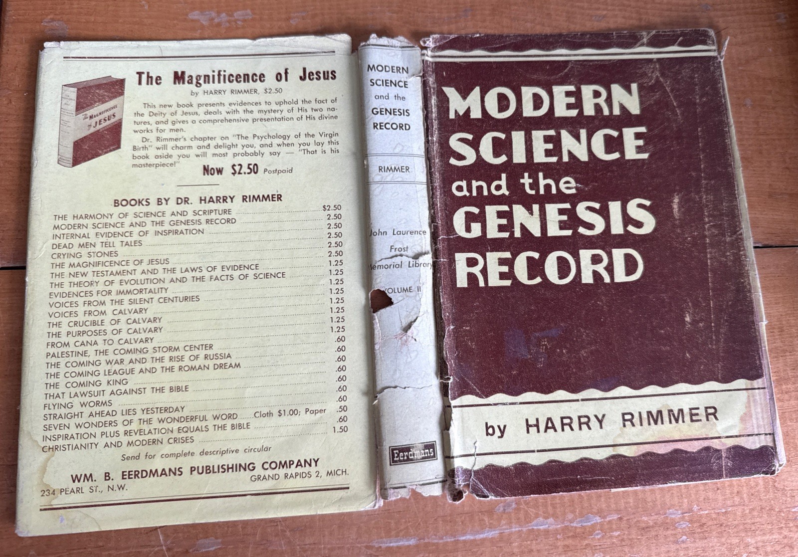 The Modern Science And The Genesis Record V2 By Harry Rimmer 6th Edition 1945 HB