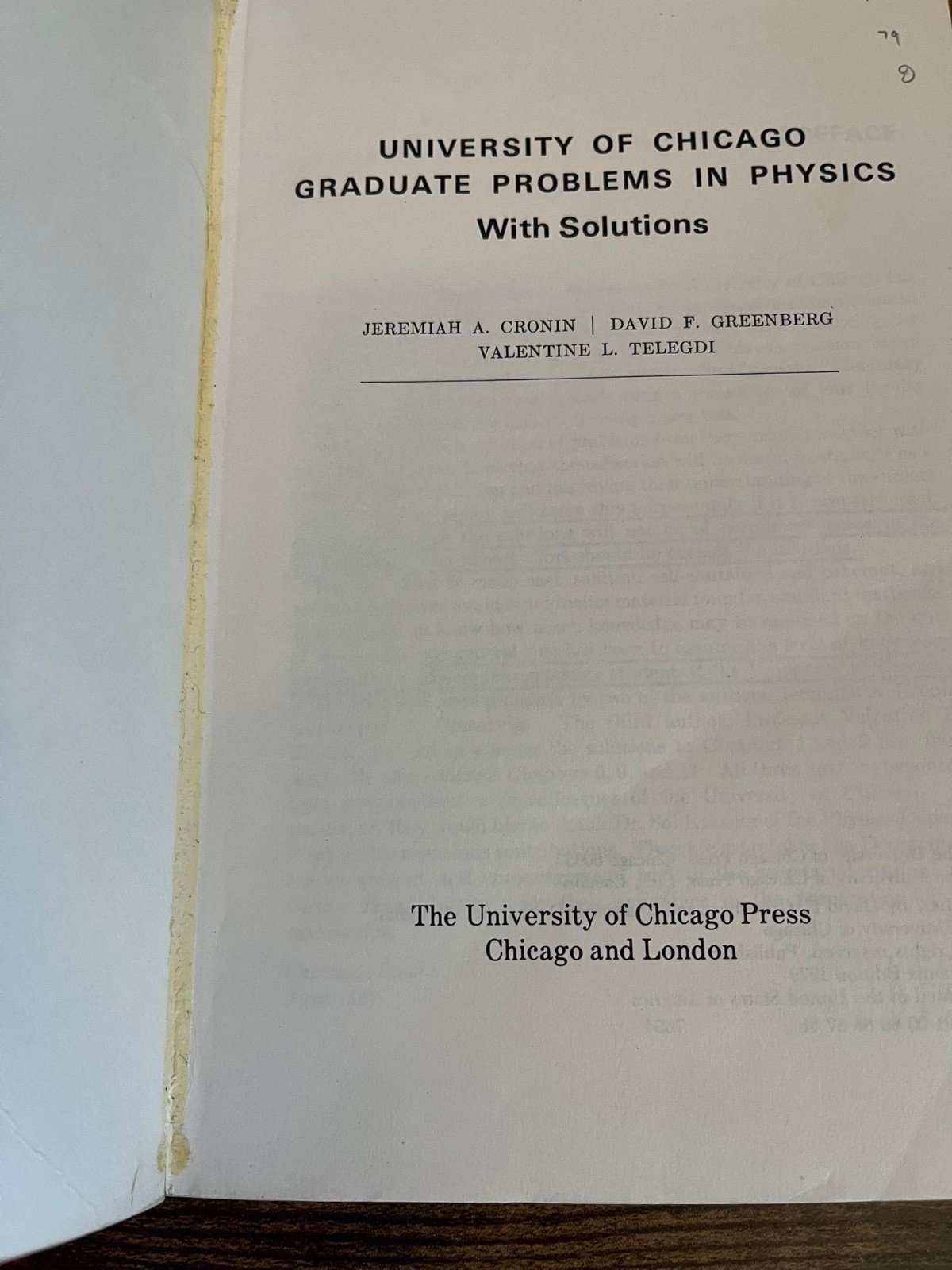 University of Chicago Graduate Problems in Physics with Solutions – J. A. Cronin
