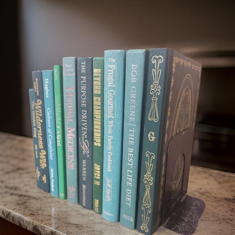 Lot of 10 Hardcover GREEN Shades Books for Decor Library Wedding Home Farmhouse