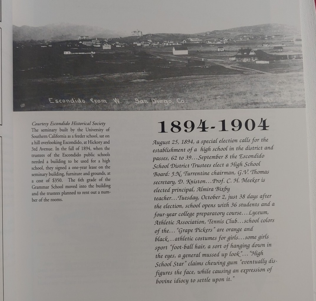 Escondido Union High School History, 100 Years of Excellence