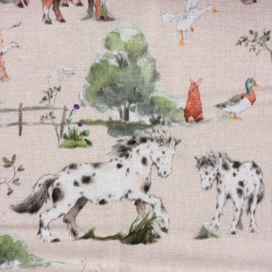Acufactum Cotton Fabric 59×23 inches Farm Friends Print 100% Cotton