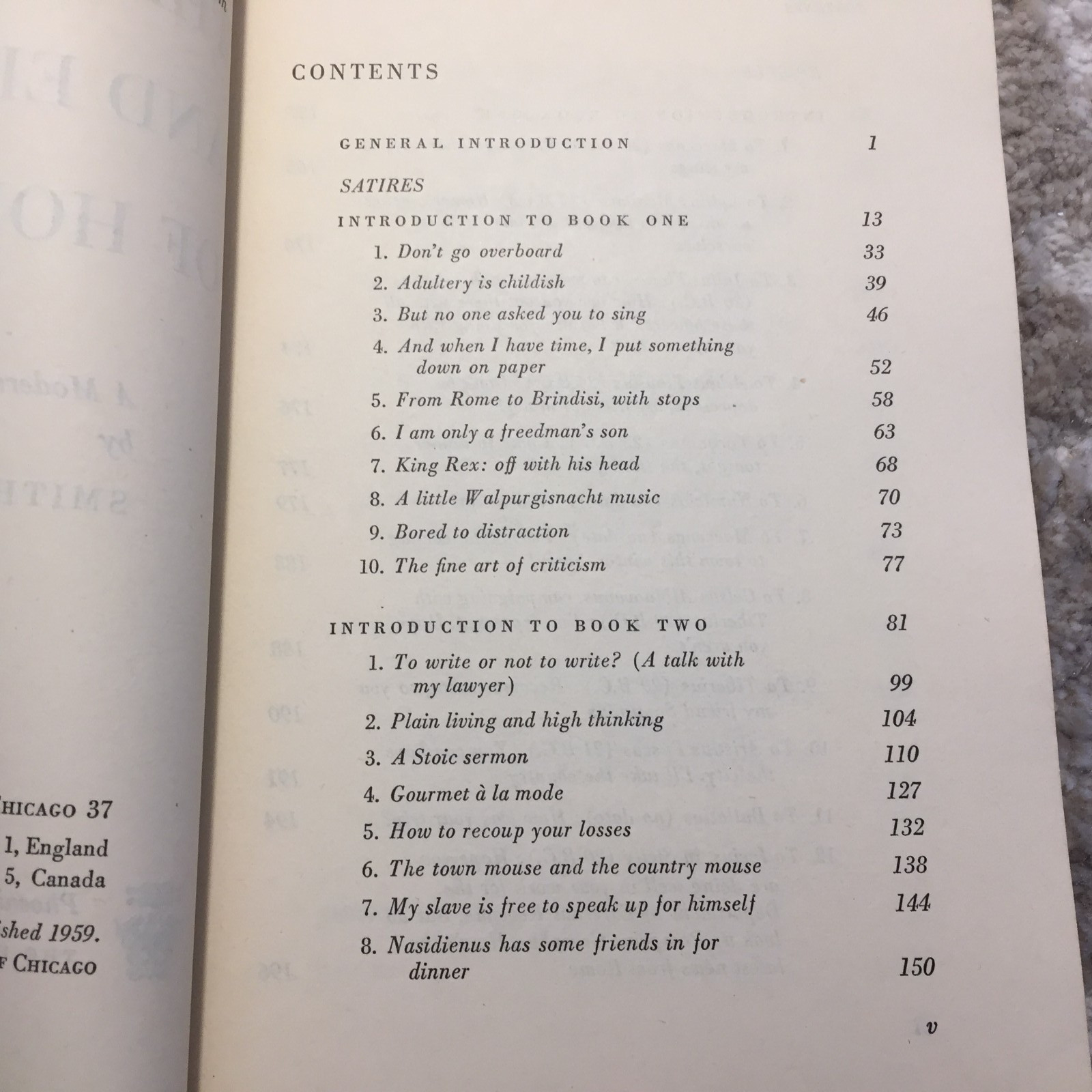 The Satires And Epistles Of Horace Horace 1959 University Of Chicago Press Book
