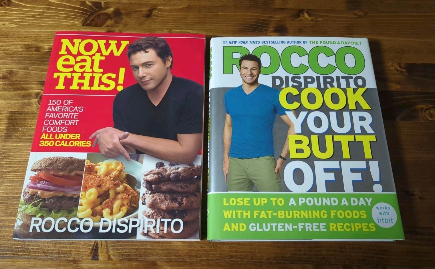 2 Book Lot Rocco Dispirito Now Eat This & Cook Your Butt Off Fitbit Cookbook