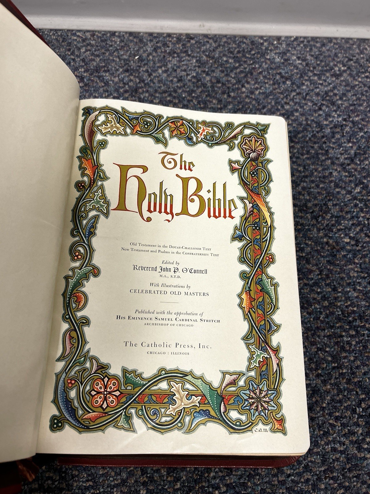 Catholic Home Edition HOLY BIBLE 1950 Red Letter Illustrated John P. O’Connell