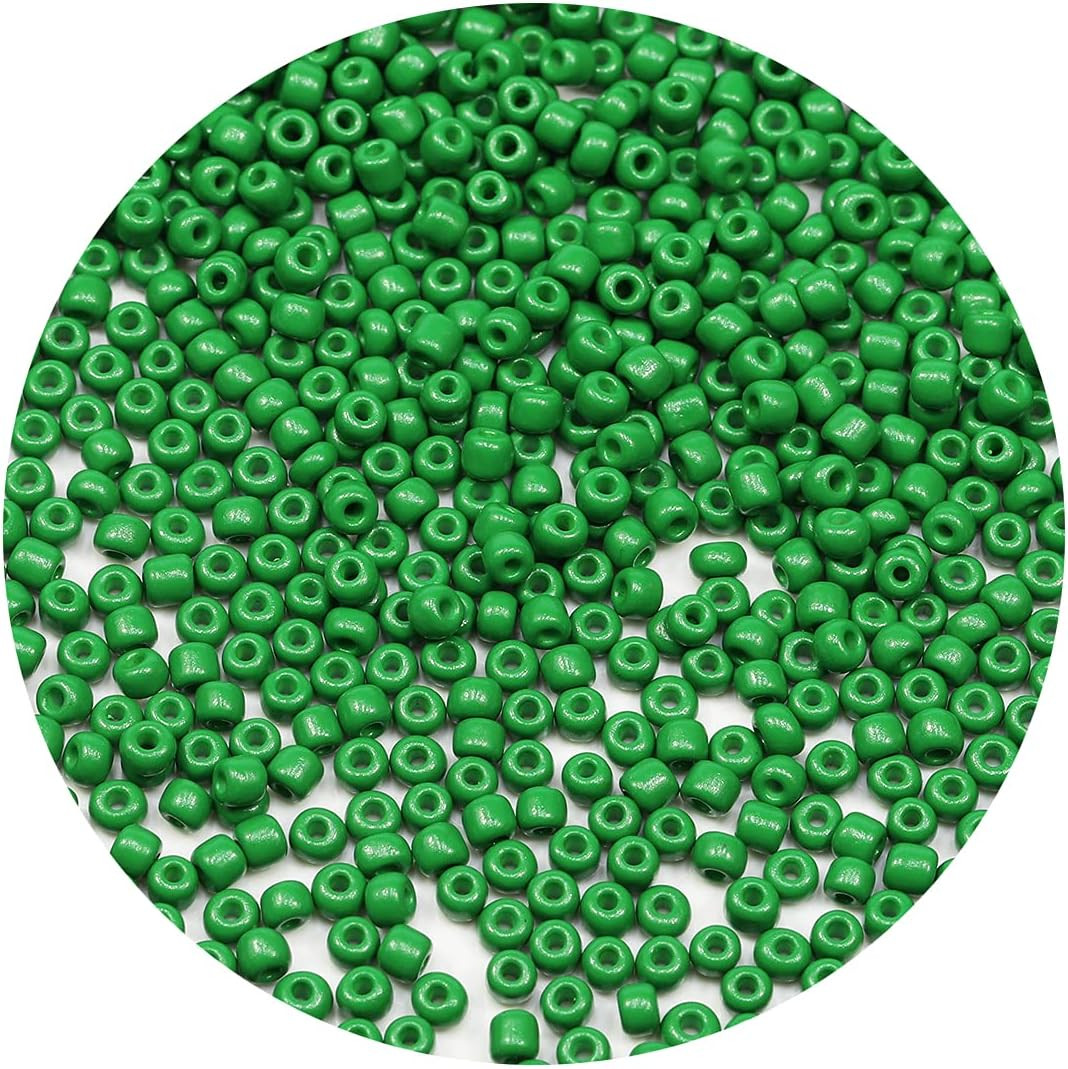 Green Color 4mm Seed Beads About 1200pcs/100Grams in Bag, 6/0 Glass Craft Beads
