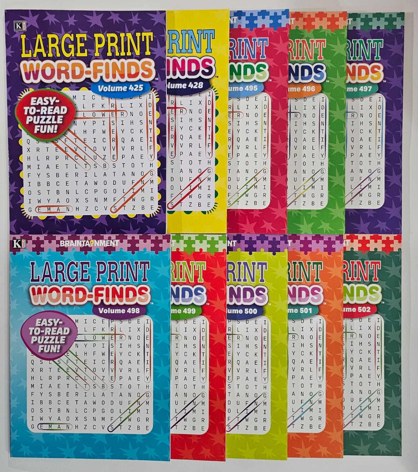 10 New Large Print Word-Finds Puzzle Books Kappa Games Vol#425-502 ~ Search,Hunt