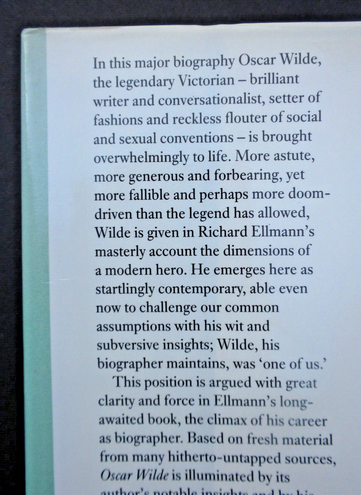 OSCAR WILDE 1988 UK hardcover biography by Richard ELLMANN HCDJ 632 pages