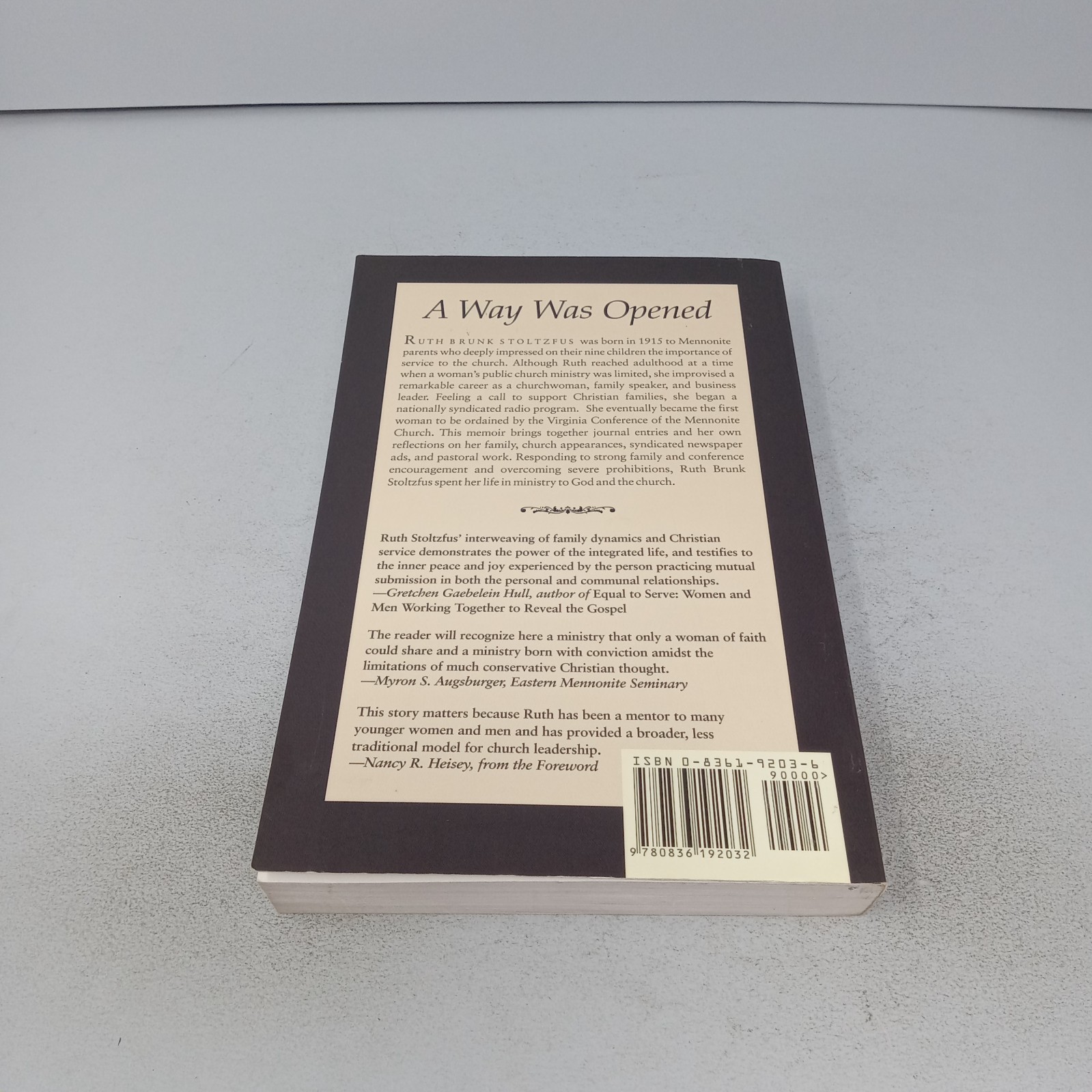 A Way Was Opened: A Memoir 2003 Herald Press Paperback by Ruth Brunk Stoltzfus