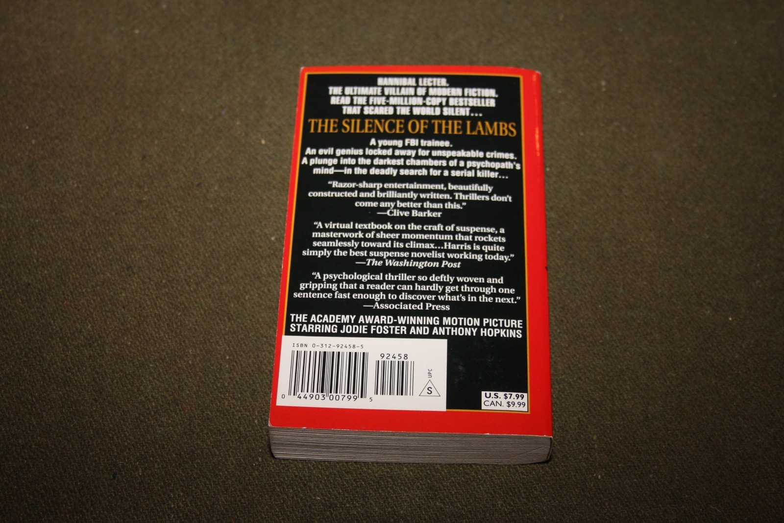 The Silence of the Lambs by Thomas Harris 1989 PB 54th Print w/ Embossed Cover