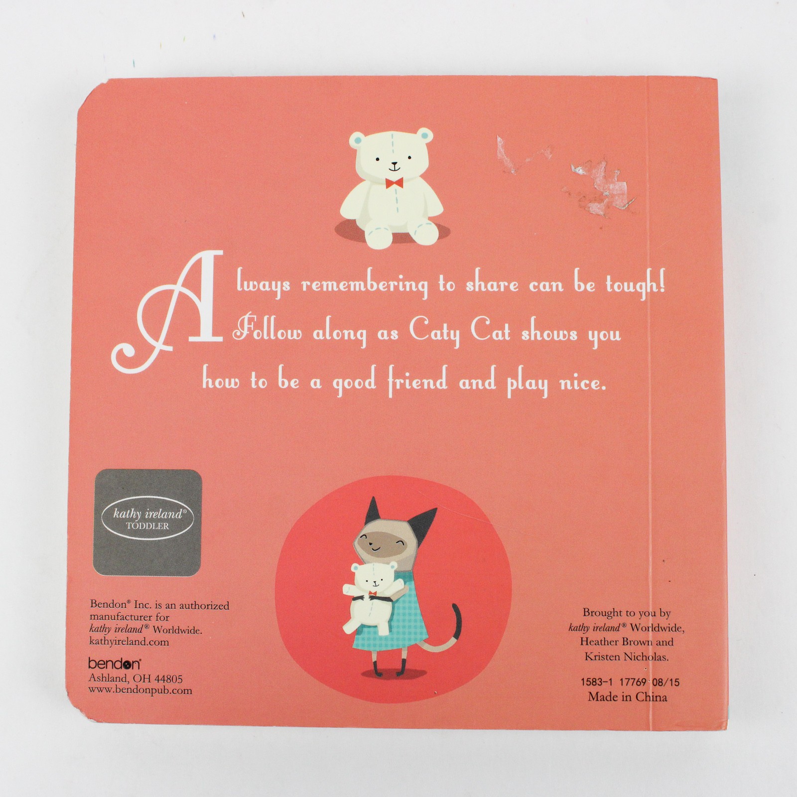 Kathy Ireland Toddler Board Book Let’s Share 2015 Bendon Inc. Publisher