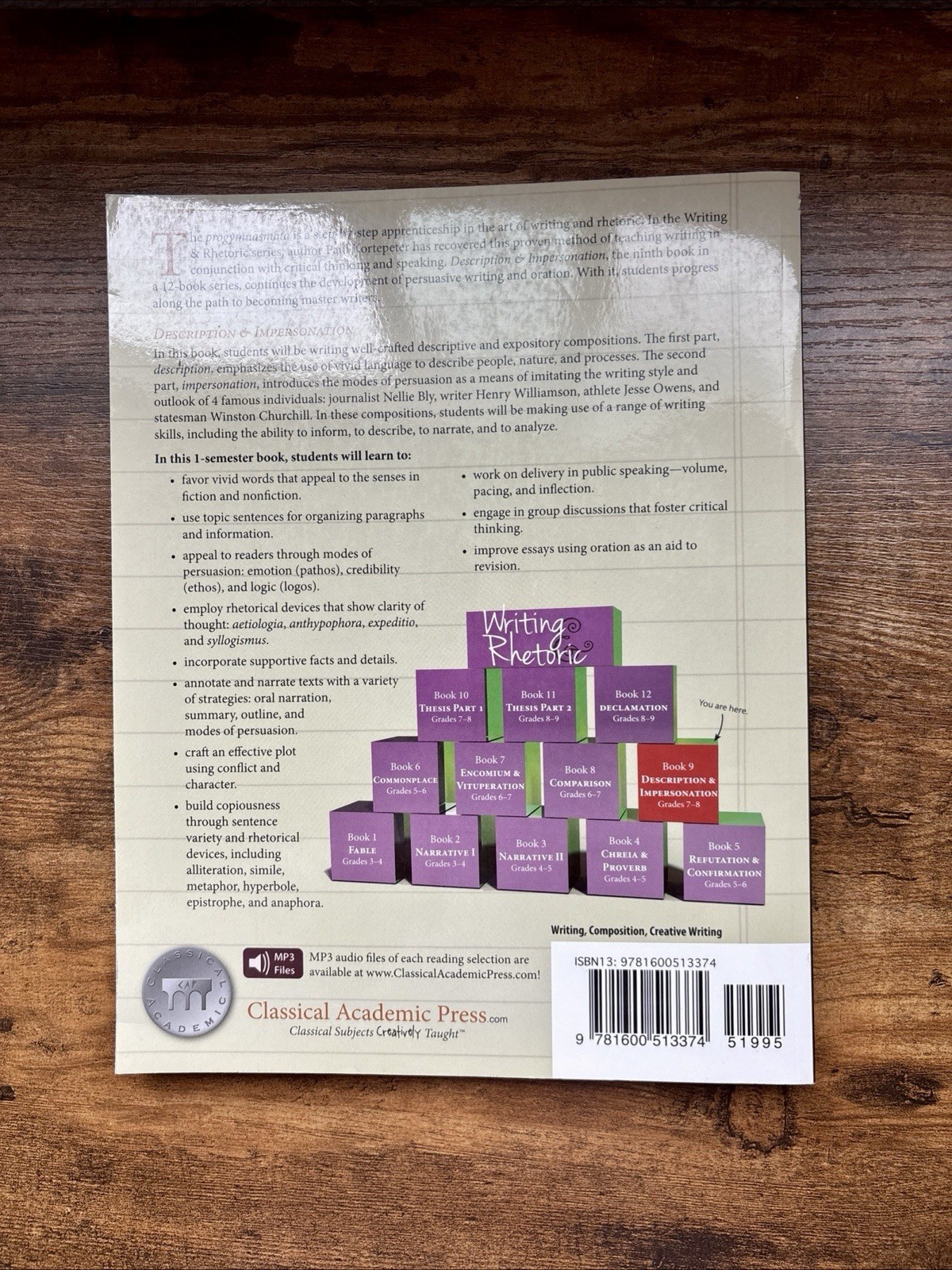 Writing Rhetoric Book 9: Description Impersonation. Kortepeter