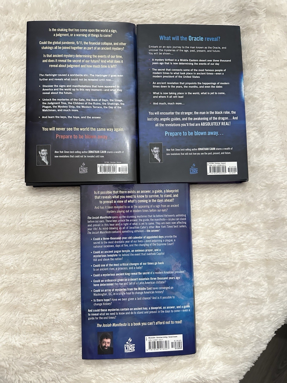 JONATHAN CAHN LOT of 3 BOOKS- THE JOSIAH MANIFESTO – ORACLE – HARBINGER II