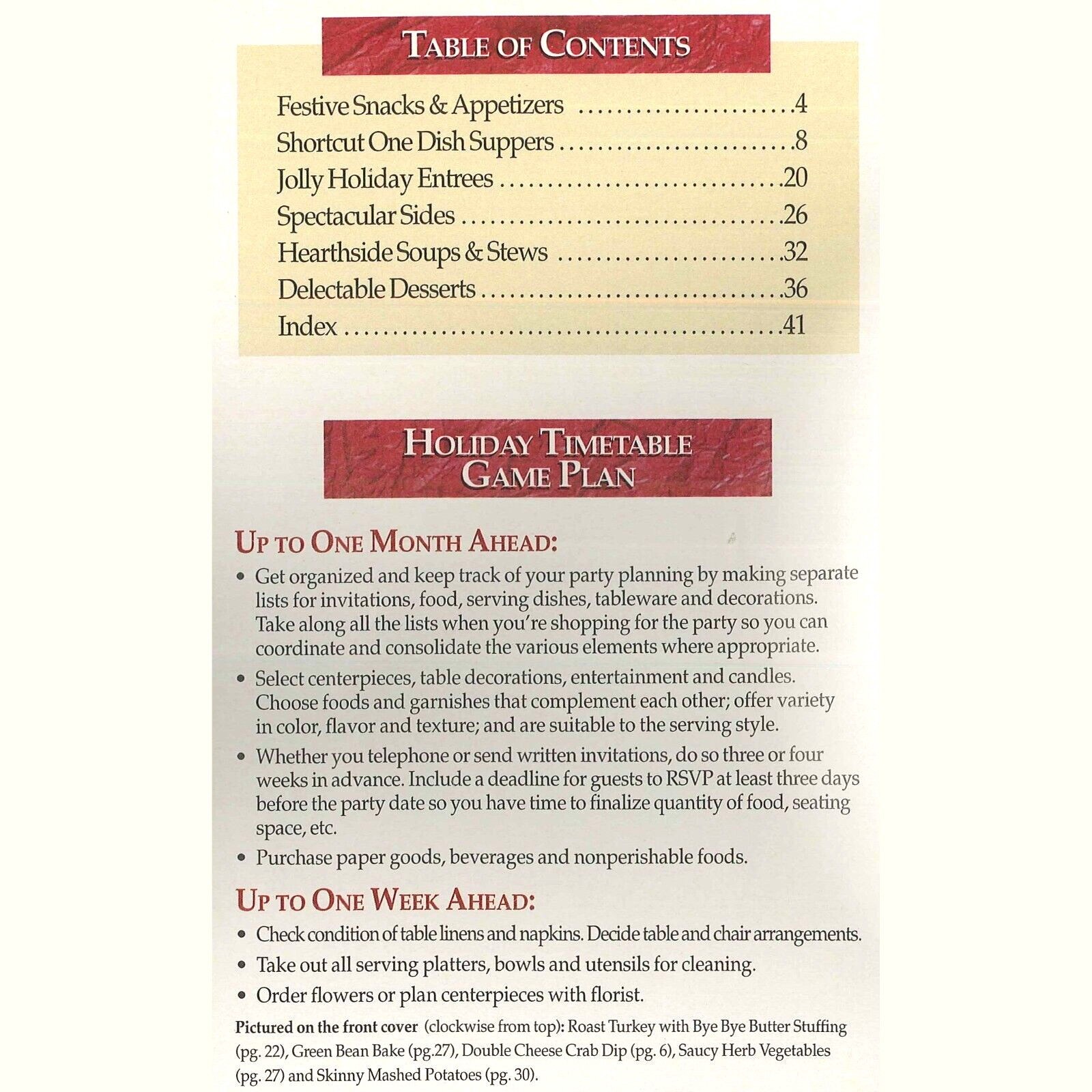 Campbell’s Holiday Cookbook & Planner 1996 Timetable Coupons Cheese Guide