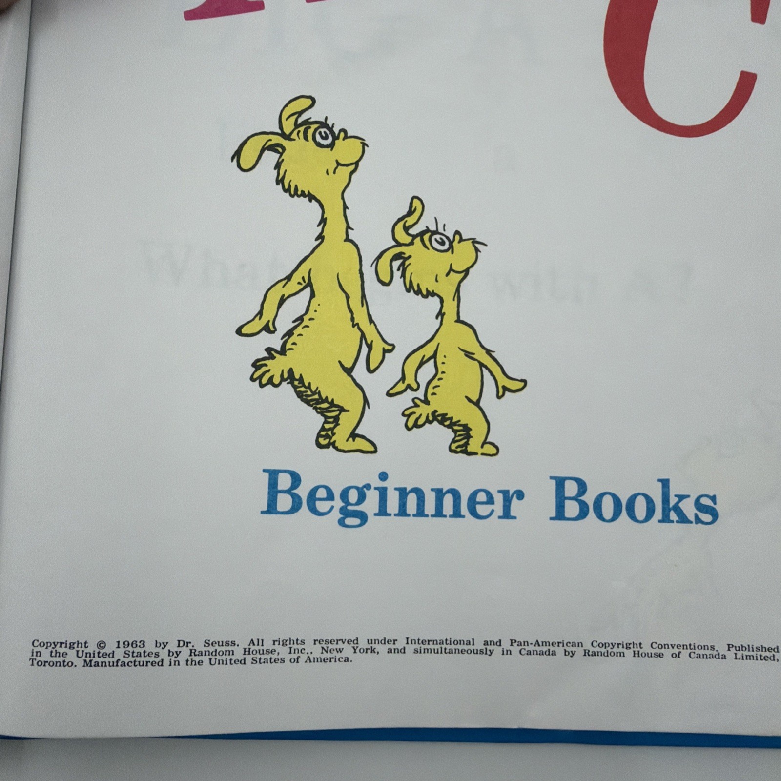 Dr Suess ABC Book 1963 Beginner Book Vintage White Hardcover