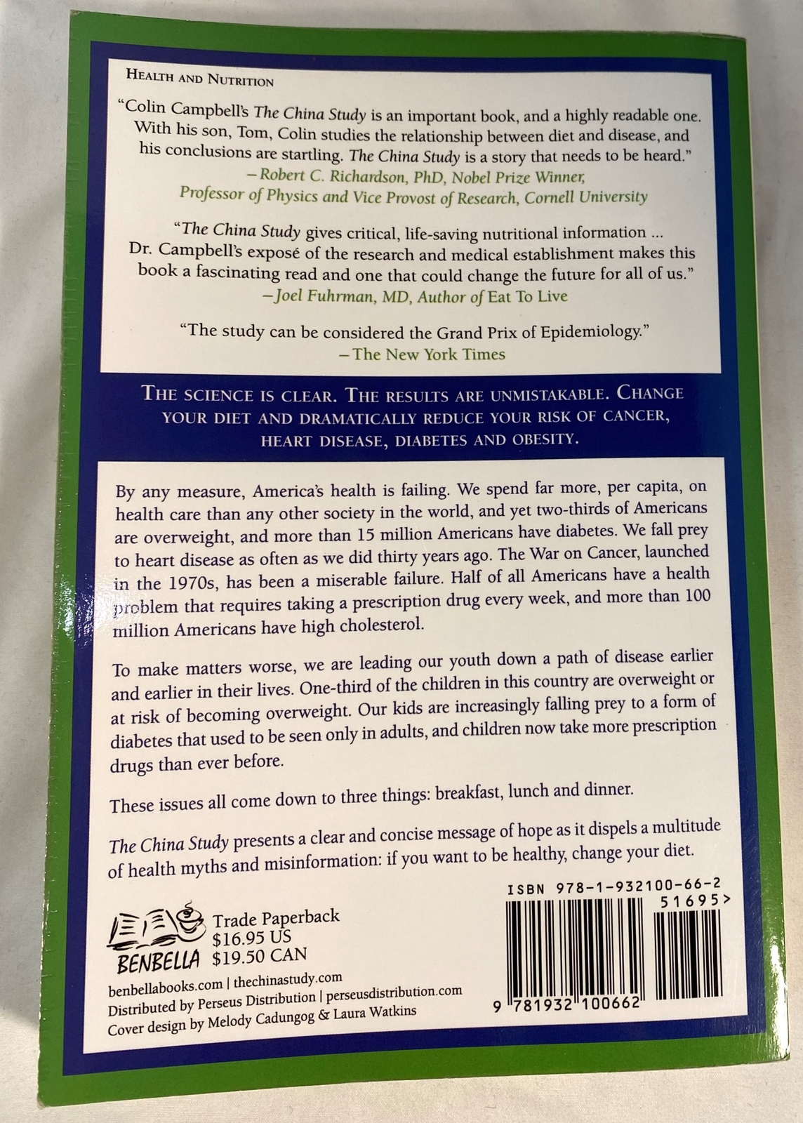 The China Study by T. Colin Campbell Ph.D. (2006, Paperback)