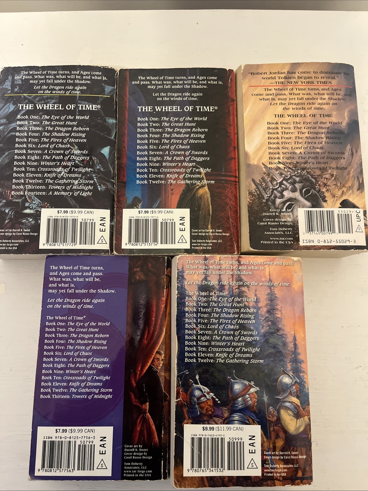 robert jordan the wheel of time paper back book lot #2,#3,#8,#11,# 12