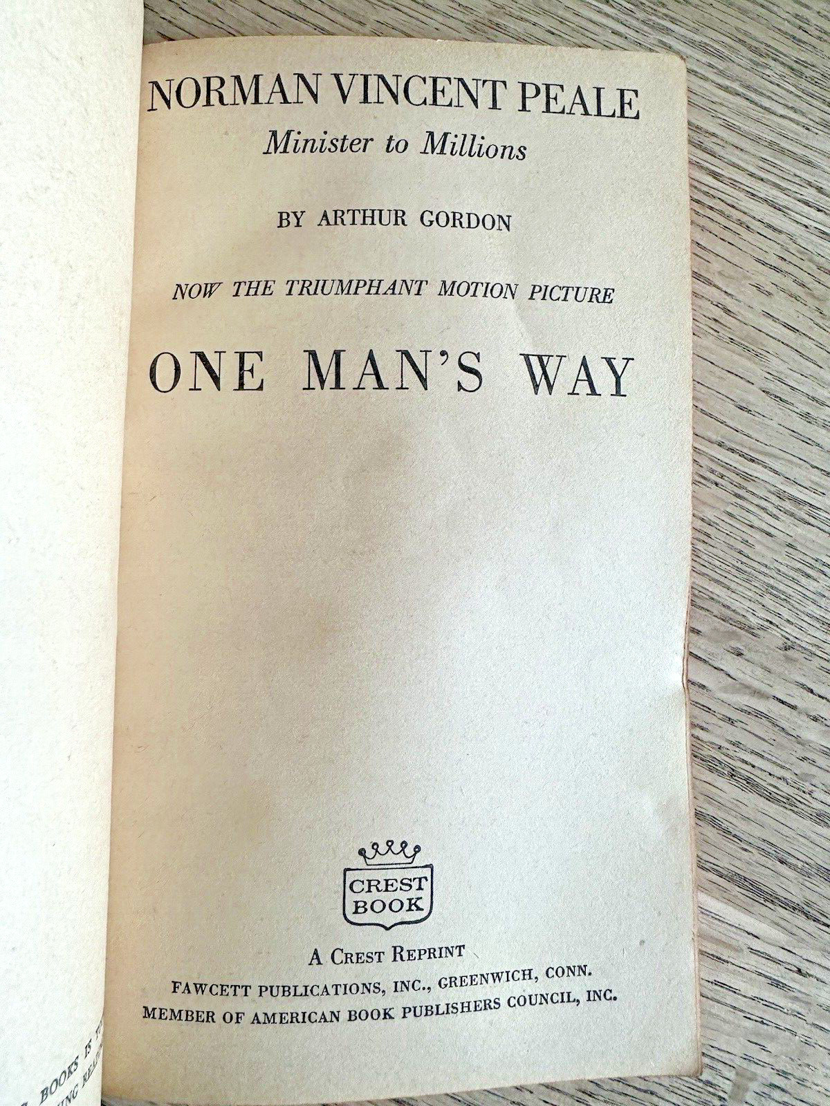 Vintage Paperback Norman Vincent Peale Minister to Millions By Arthur Gordon