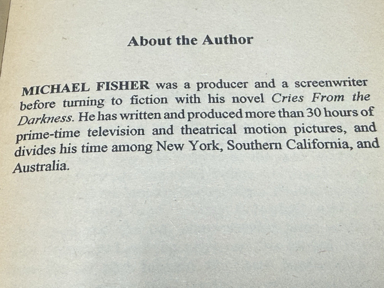 The Nightmare Man Michael Fisher SPI Publishing Mystery 1993 1st VTG HTF Book PB