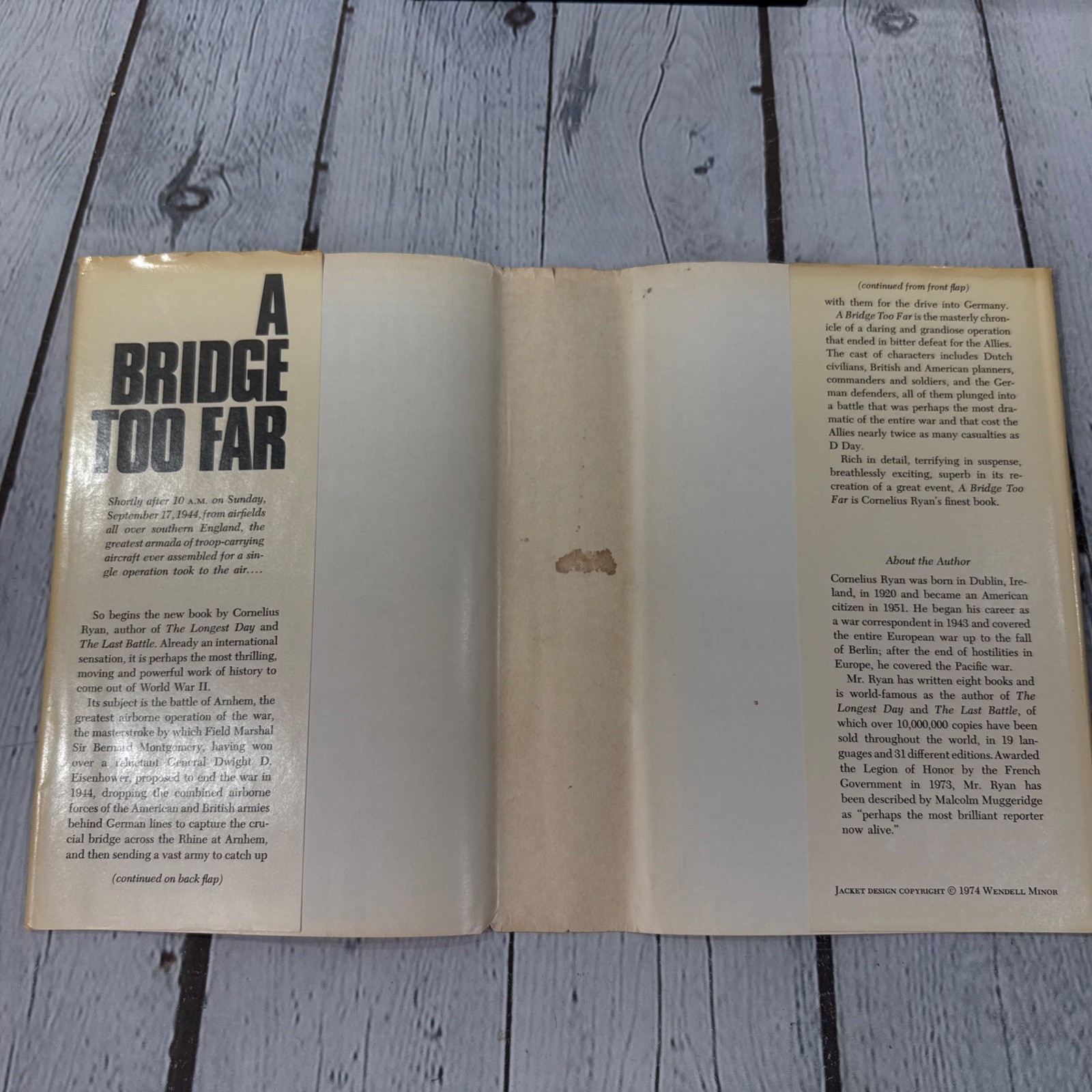 A Bridge Too Far By Cornelius Ryan WWII Hardcover DJ 1974 First Ed. 1st Printing