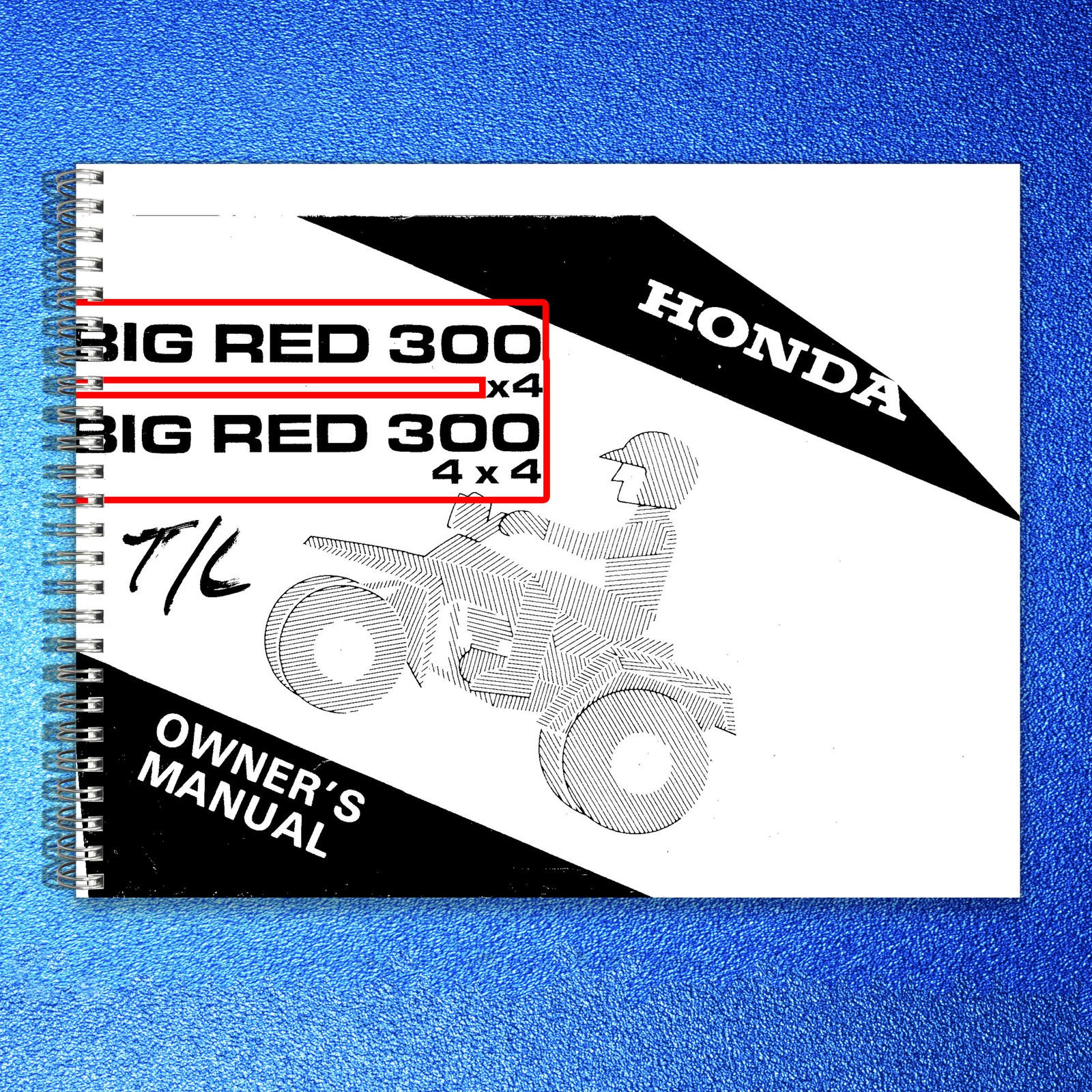 HONDA TRX 300 FW Big Red 300 x4 4×4 ATV Owners Manual 1988 – WIRE BOUND – COVERS