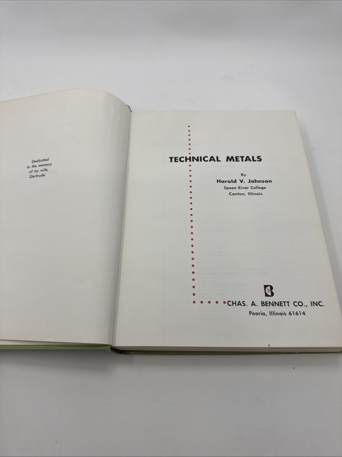 TECHNICAL METALS By Harold V. Johnson – Hardcover