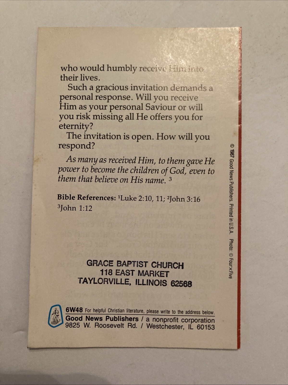 1987 A Christmas Invitation For You Tract Pamphlet Booklet Christian Spiritual