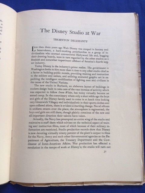 THEATRE ARTS. JANUARY 1943 – FIRST EDITION OWEN DODSON PLAY AND WALT DISNEY