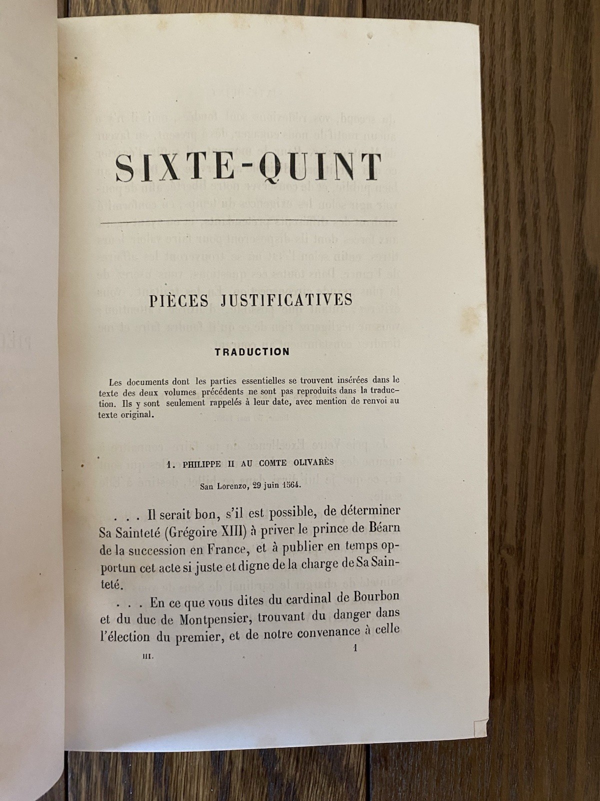 1870 Sixte-Quint Hubner Vols 1-3 Life Times of Pope Sixtus V French Language HC
