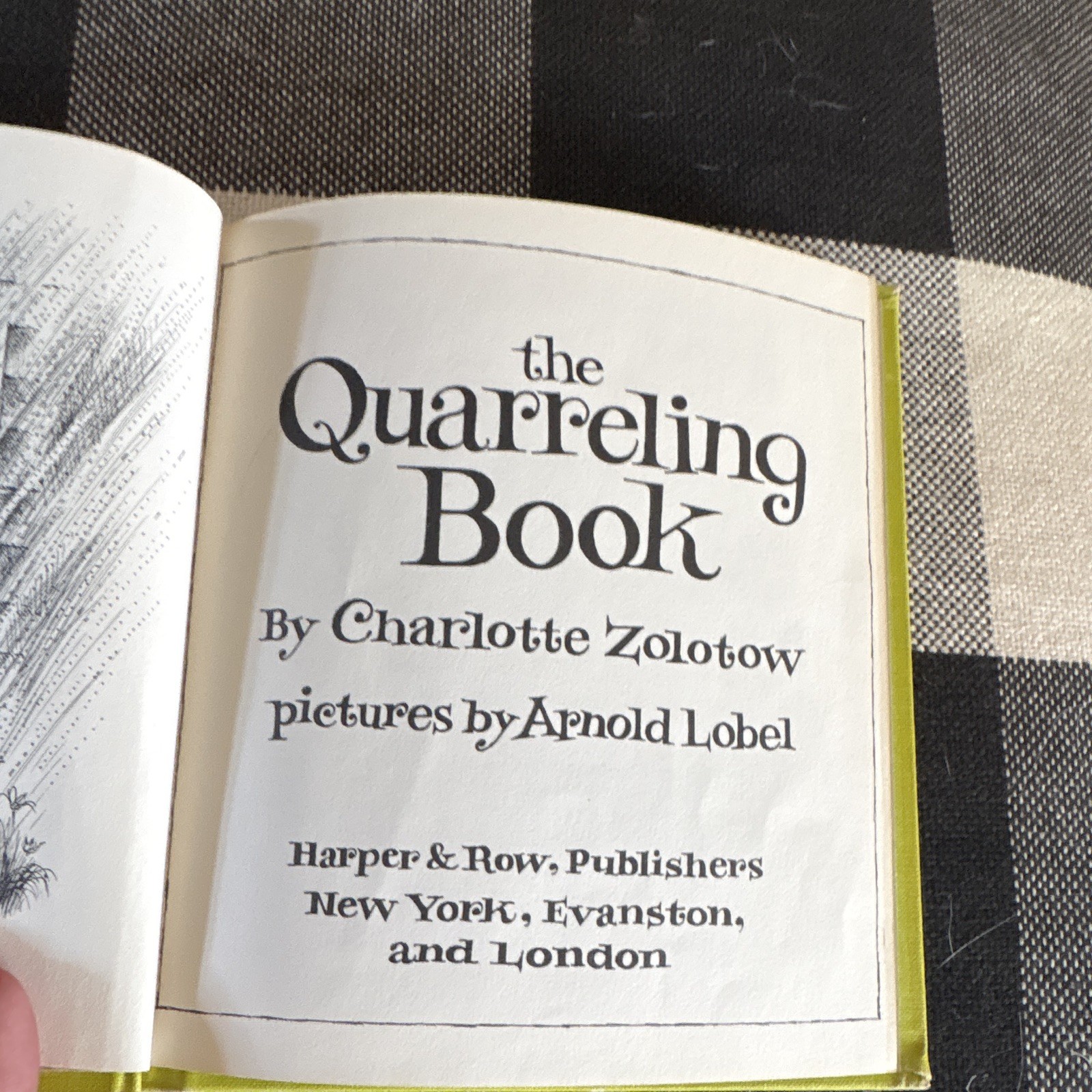 The Quarreling Book – Charlotte Zolotow Hardcover 1st Ed Illus Arnold Lobel