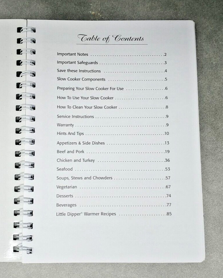 Crockpot Slow Cooker Spiral Cookbook 86 pages of How to Use Tips Hints & Recipes
