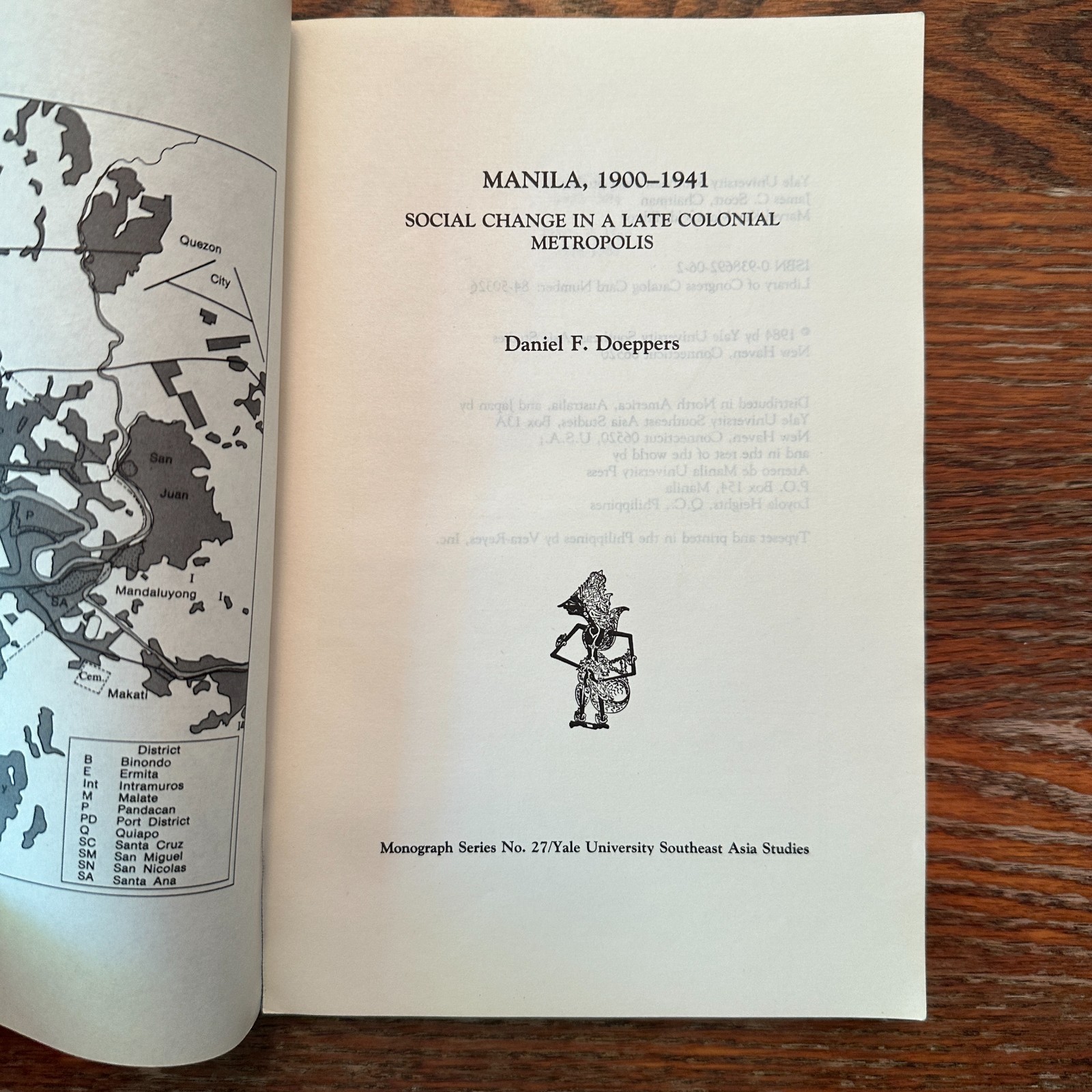 Manila 1900-1941 by Daniel Doeppers 1984 Paperback Yale History Philippines G-