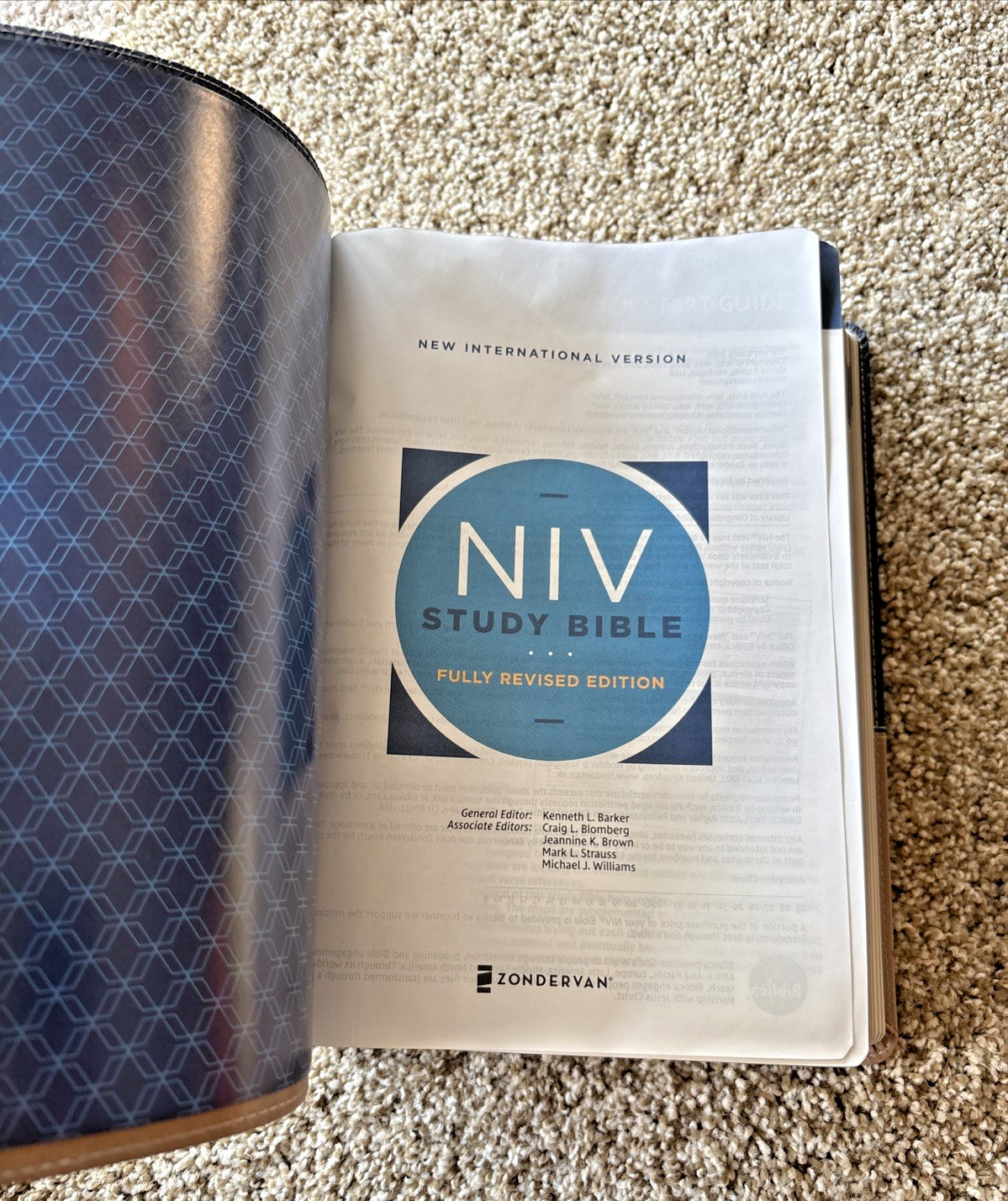 NIV Study Bible Fully Revised Edition Leather Soft Zondervan Blue/Tan