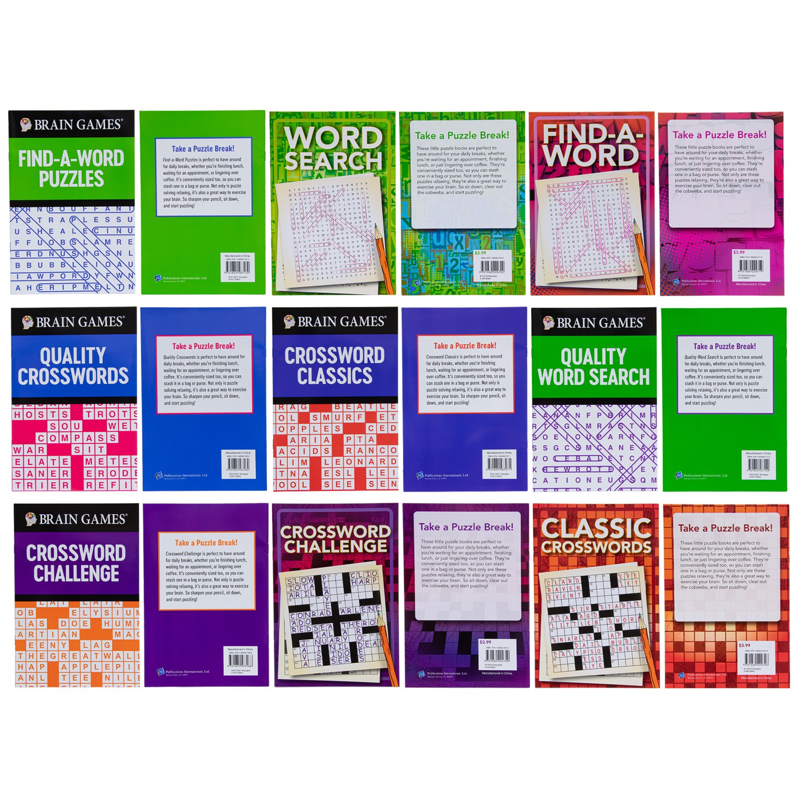 Ultimate Puzzle Book Collection Word Search, Crossword, Mazes and More, 18 Books